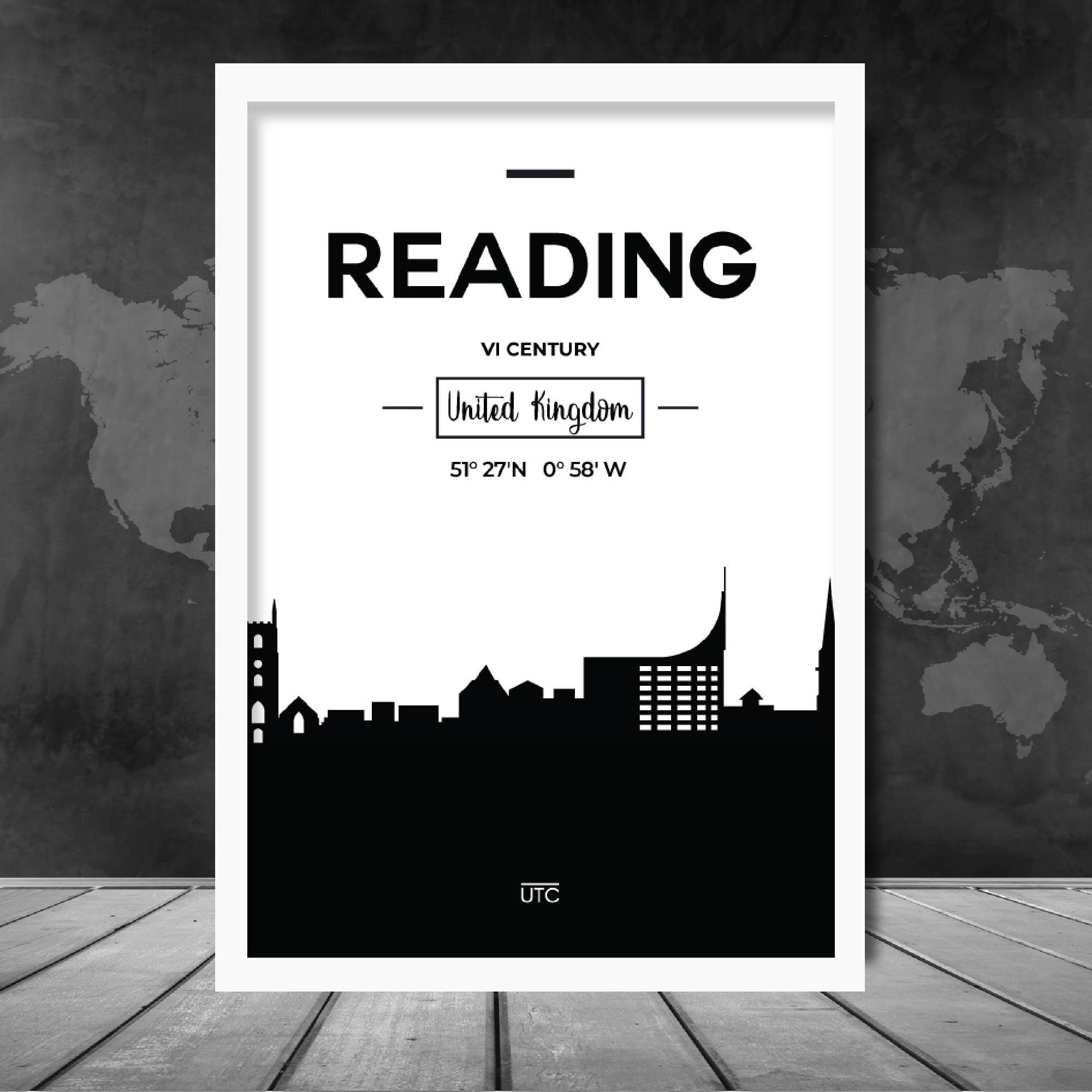 Reading City Skyline Cityscape Print