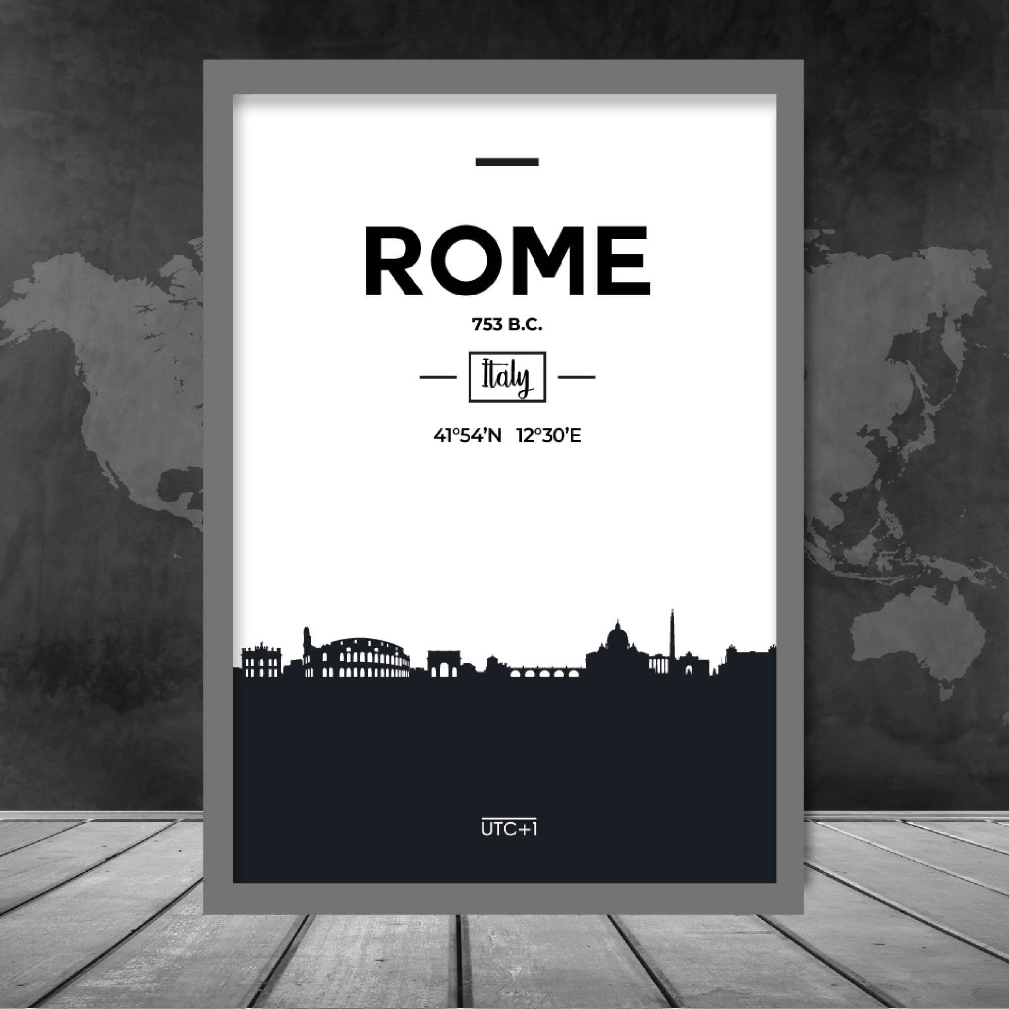 Rome City Skyline Cityscape Print