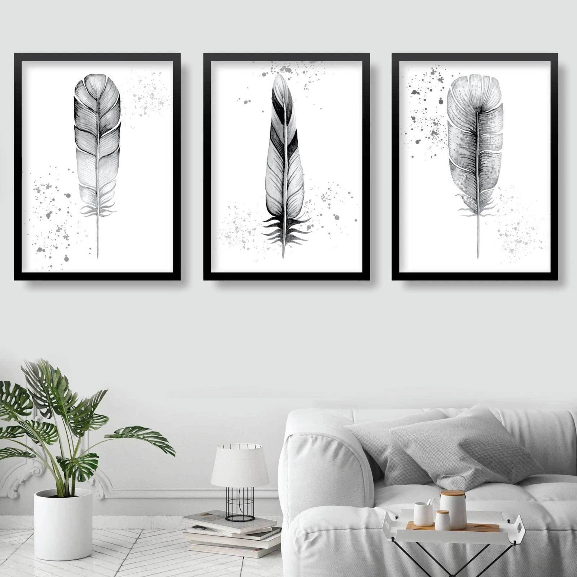FEATHERS Set of 3 Gallery Wall Art Prints