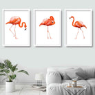 Pink Flamingo Set of 3 Gallery Wall Art Prints Minimal Artwork