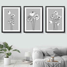 PEONIES Set of 3 Gallery Wall Art Prints Peony Flower Sketch