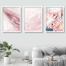 Set of 3 Pink Peonies Floral Abstract wall art set