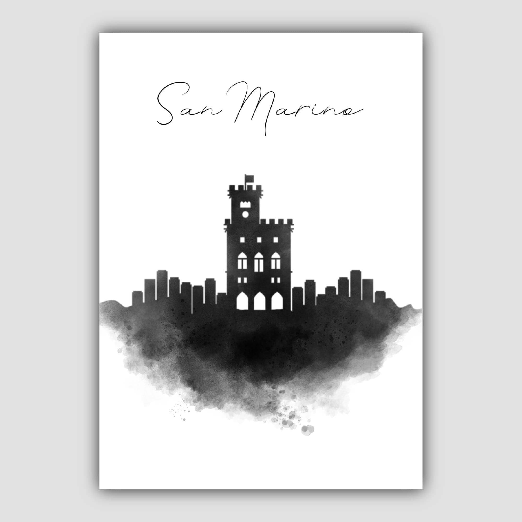 San Marino Watercolour Skyline Cityscape Print