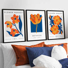 Blue & Orange Flower Market Framed Wall Art Prints | Artze Wall Art UK