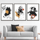 Set of 3 Abstract Posters from Oil Paintings Black & Yellow