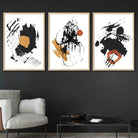 Set of 3 Black and Yellow Prints of Abstract Oil Paintings Wall Art Prints / Framed | Artze Wall Art UK