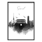 Seoul Watercolour Skyline Cityscape Print