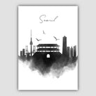 Seoul Watercolour Skyline Cityscape Print