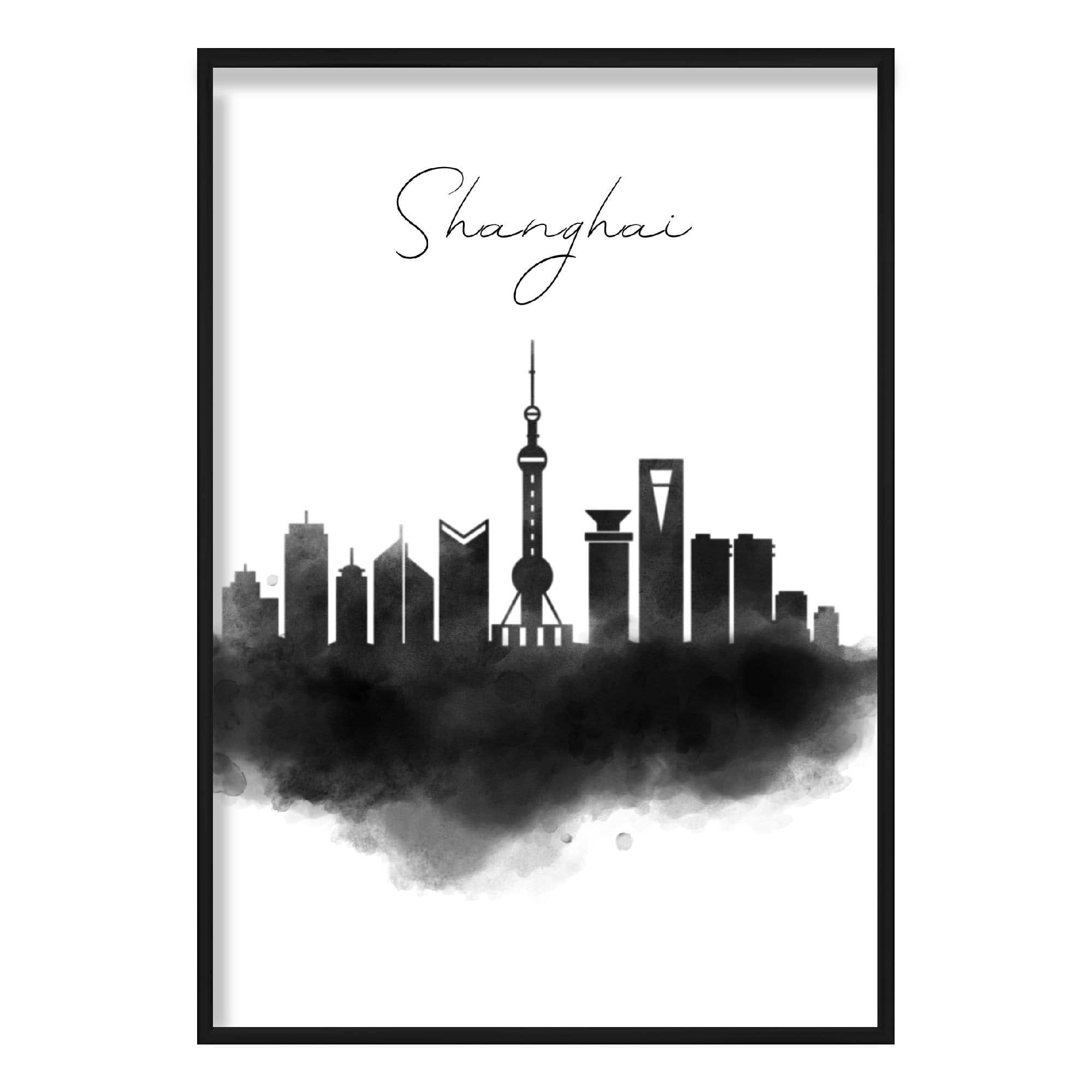 Shanghai Watercolour Skyline Cityscape Print