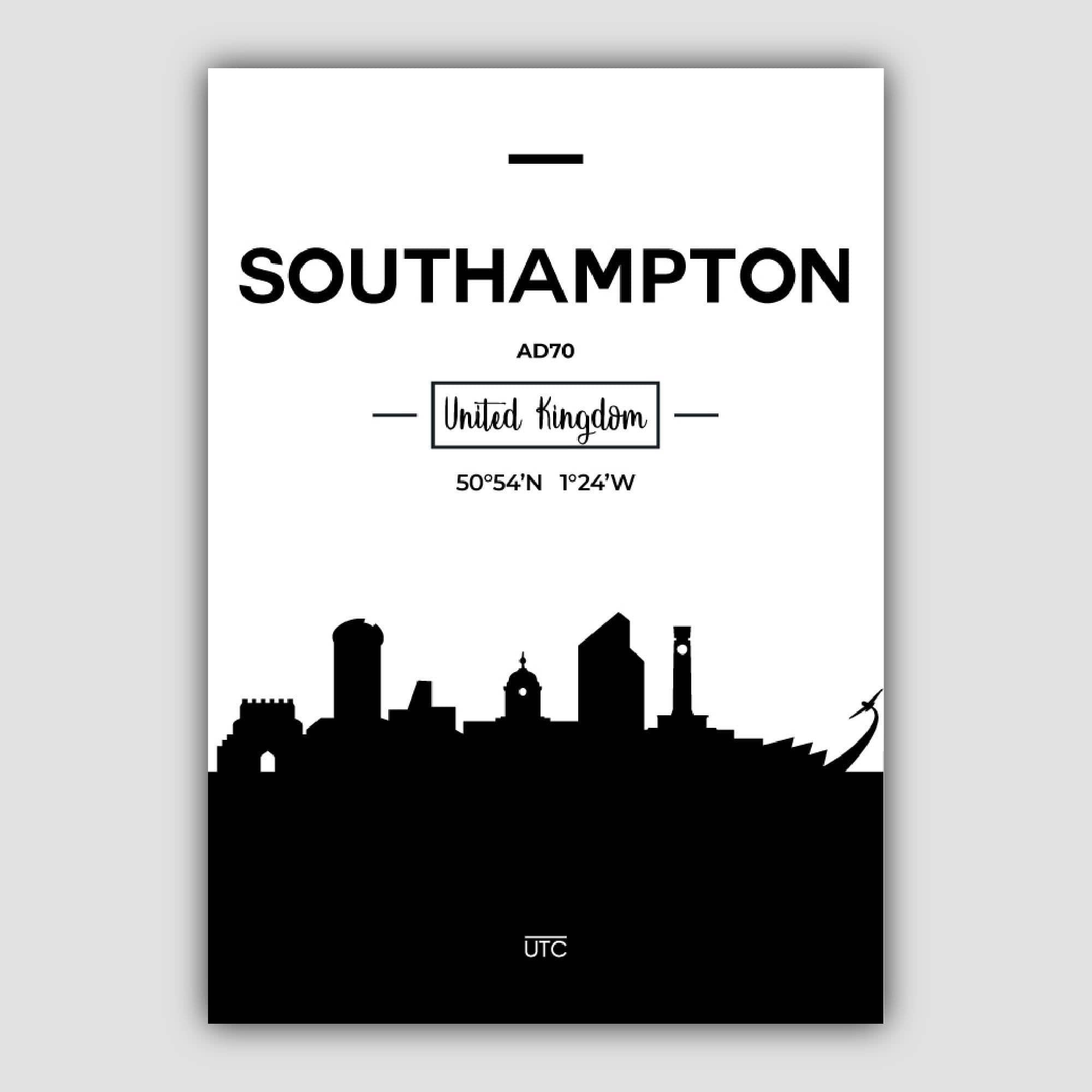 Southampton City Skyline Cityscape Print