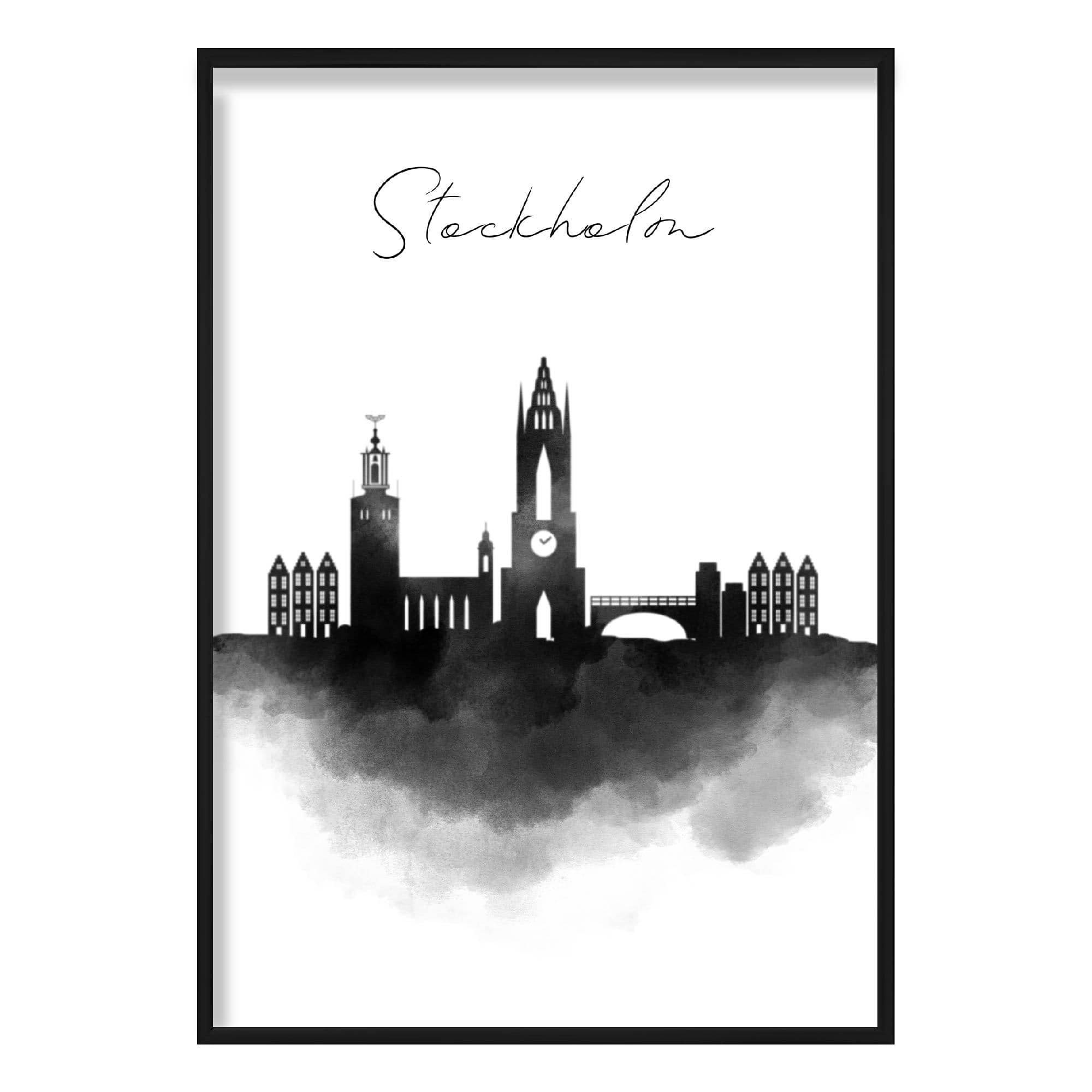 Stockholm Watercolour Skyline Cityscape Print