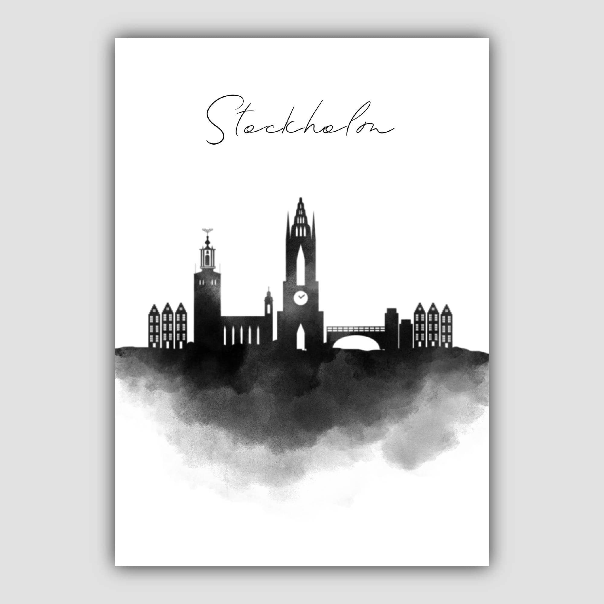 Stockholm Watercolour Skyline Cityscape Print