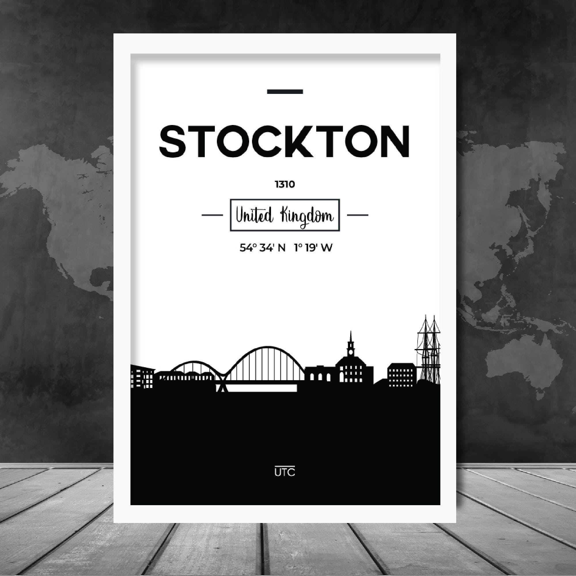 Stockton City Skyline Cityscape Print