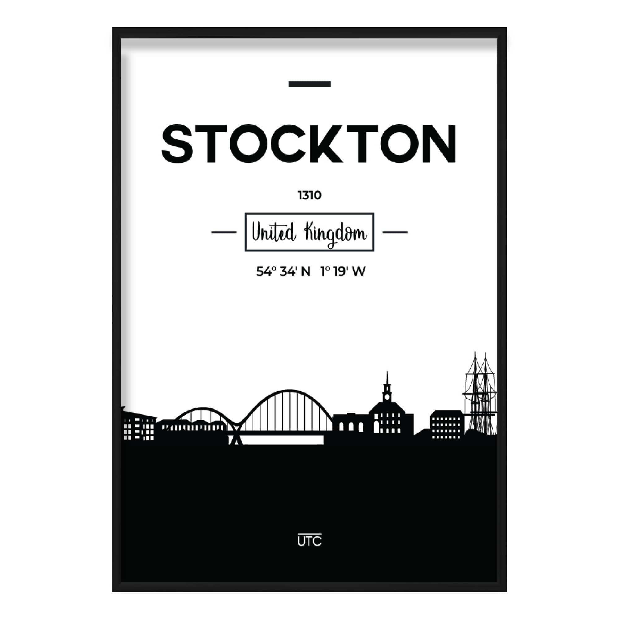Stockton City Skyline Cityscape Print