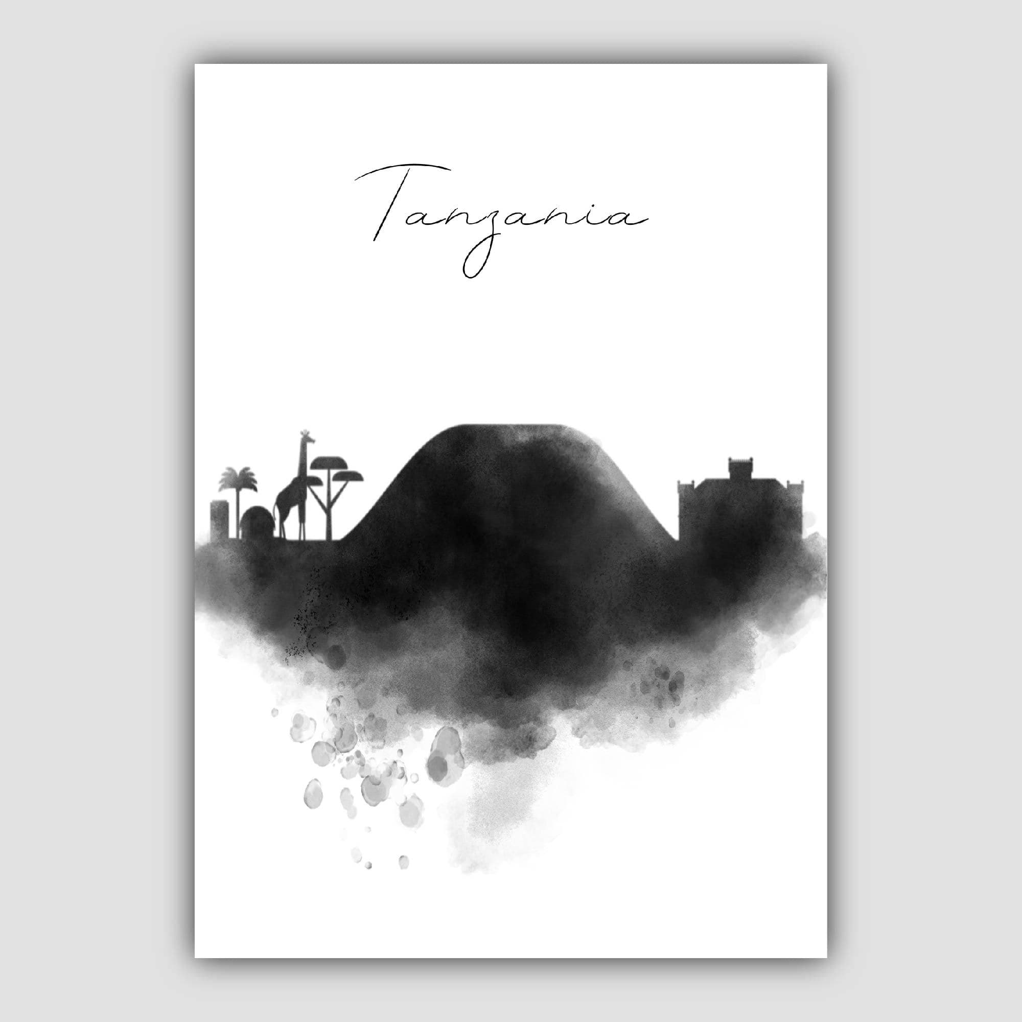 Tanzania Watercolour Skyline Cityscape Print