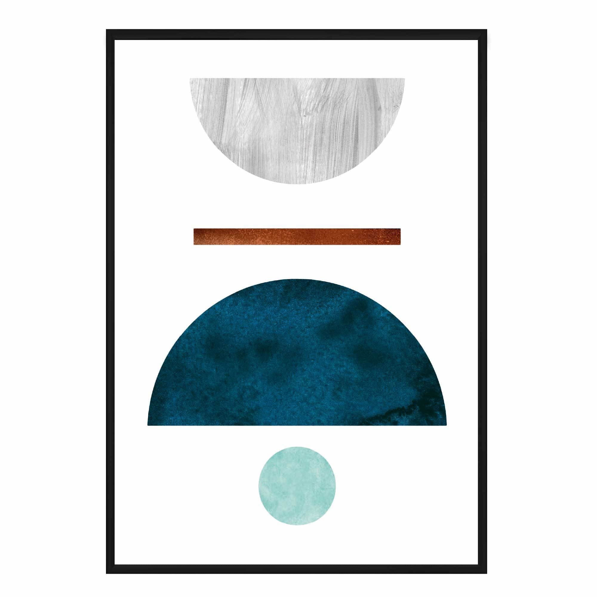 Geometric Abstract Teal, Aqua and Copper No 4