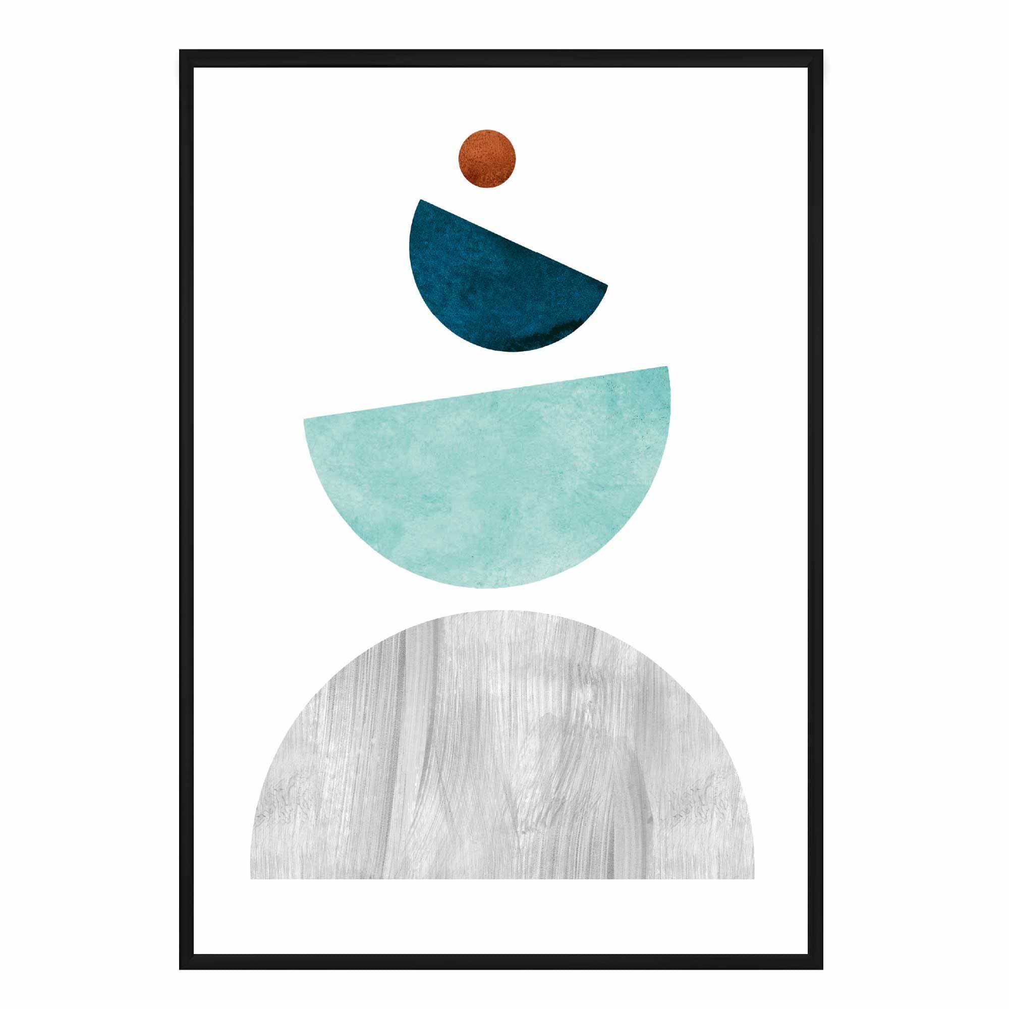 Geometric Abstract Teal, Aqua and Copper No 3