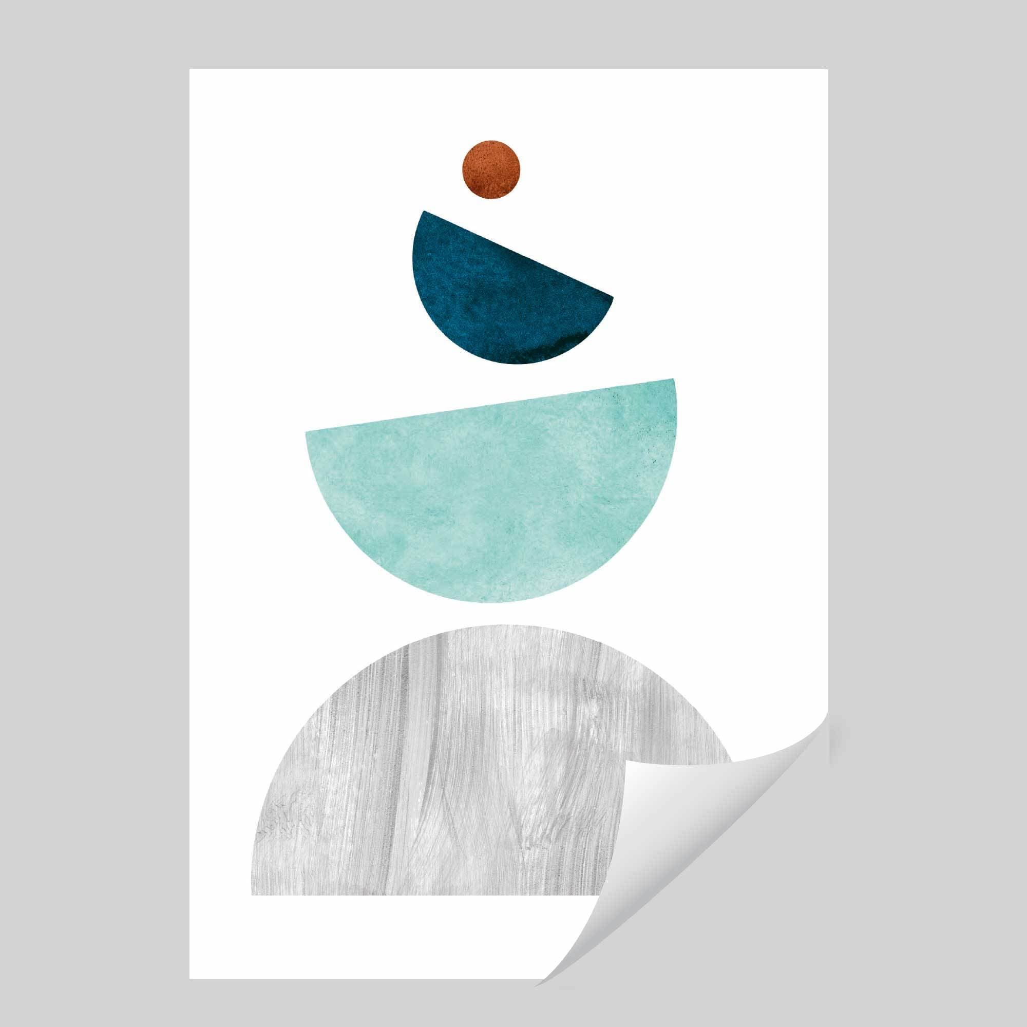 Geometric Abstract Teal, Aqua and Copper No 3