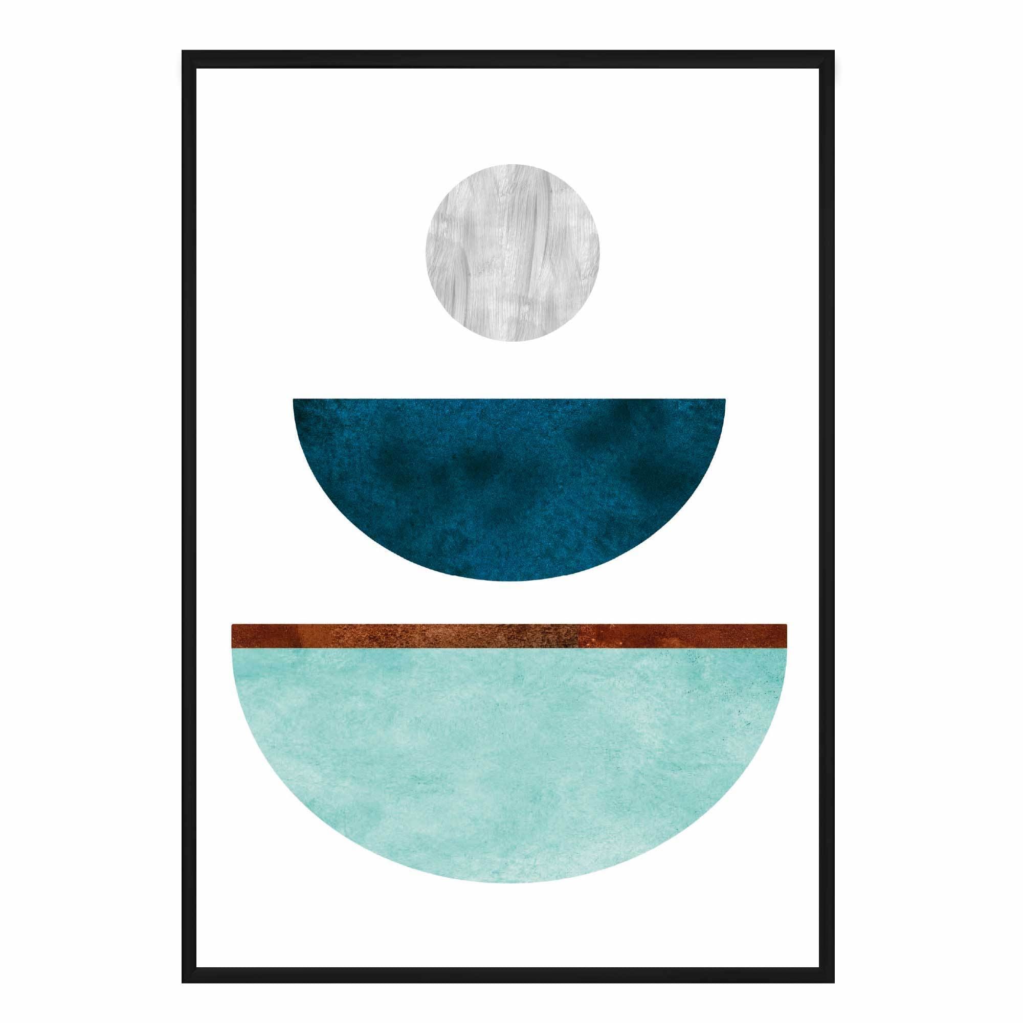Geometric Abstract Teal, Aqua and Copper No 2