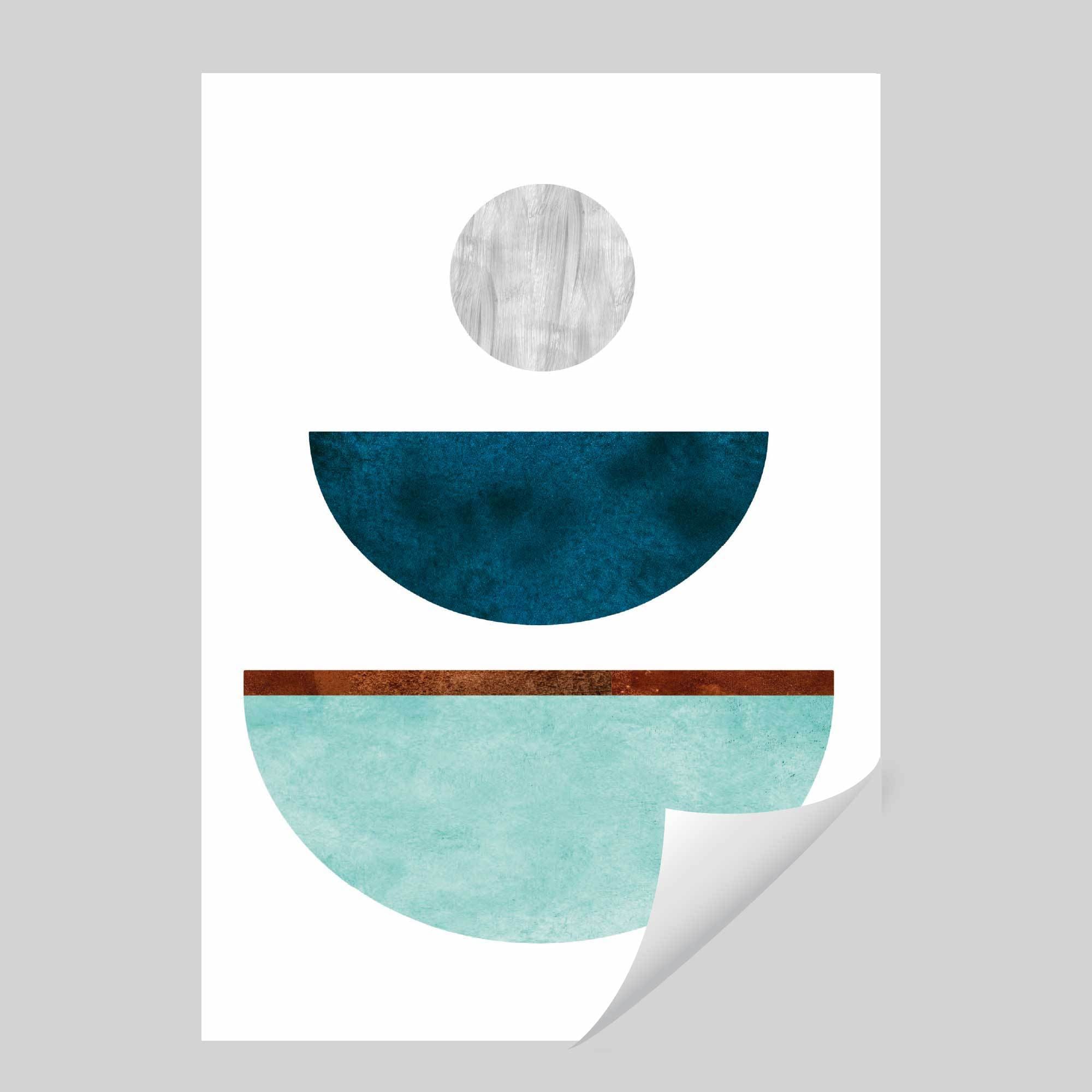 Geometric Abstract Teal, Aqua and Copper No 2