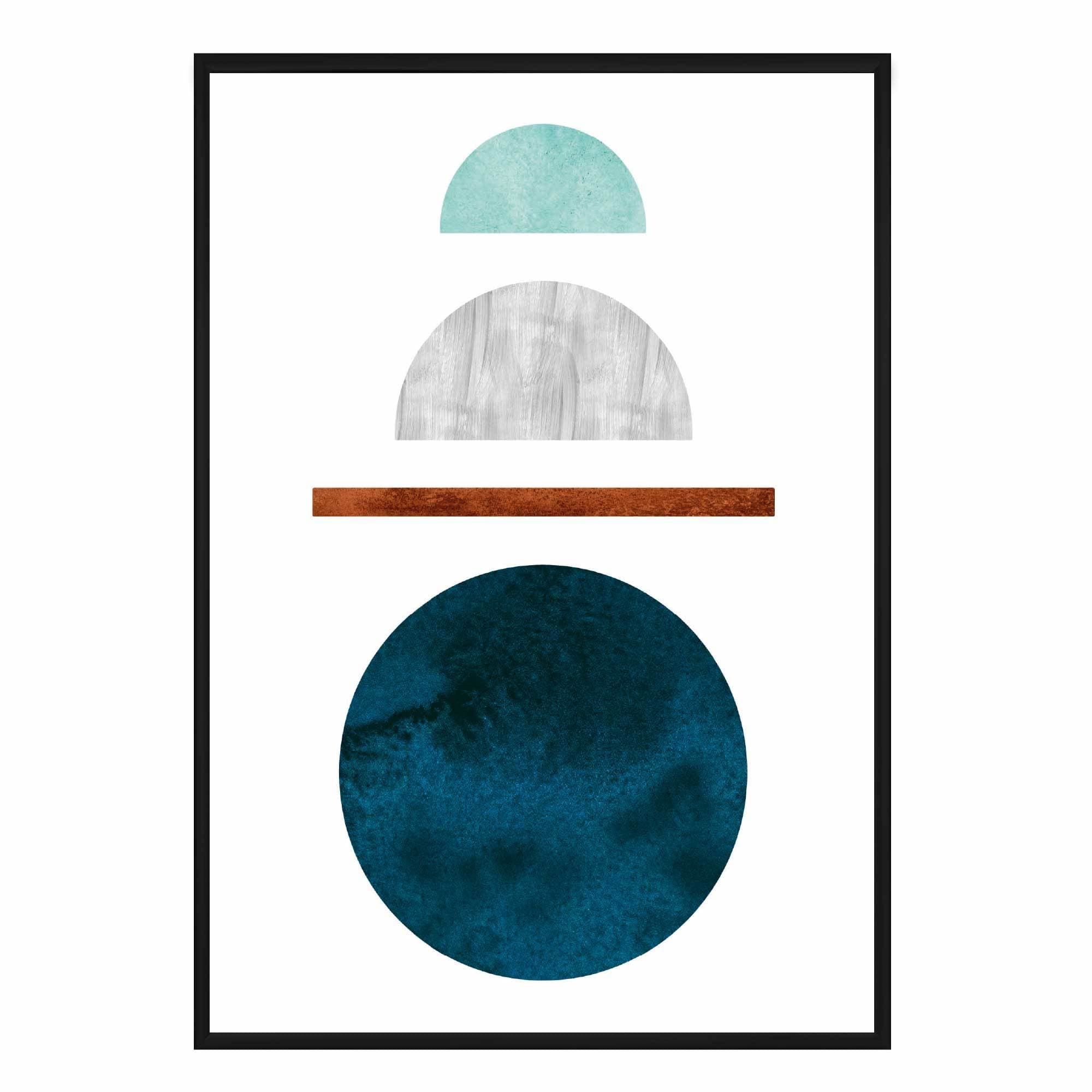 Geometric Abstract Teal, Aqua and Copper No1