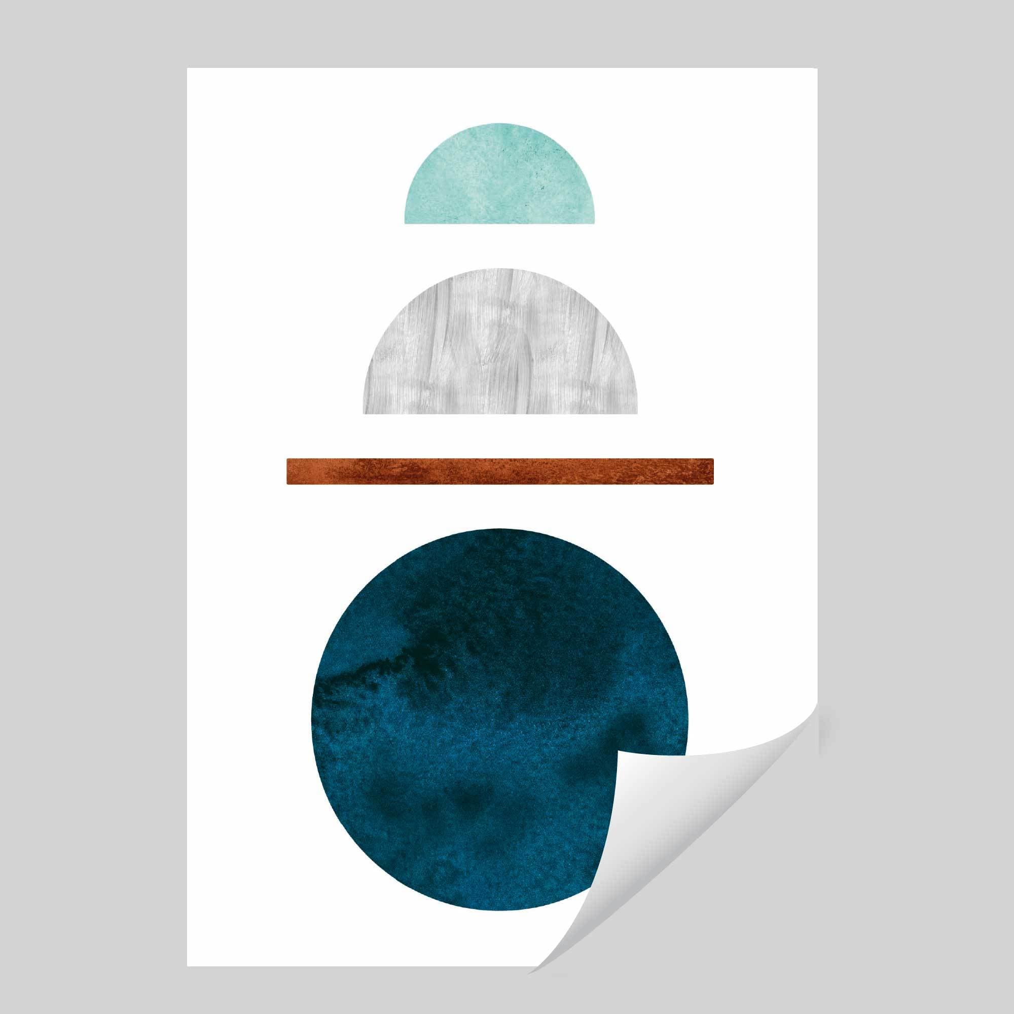 Geometric Abstract Teal, Aqua and Copper No1