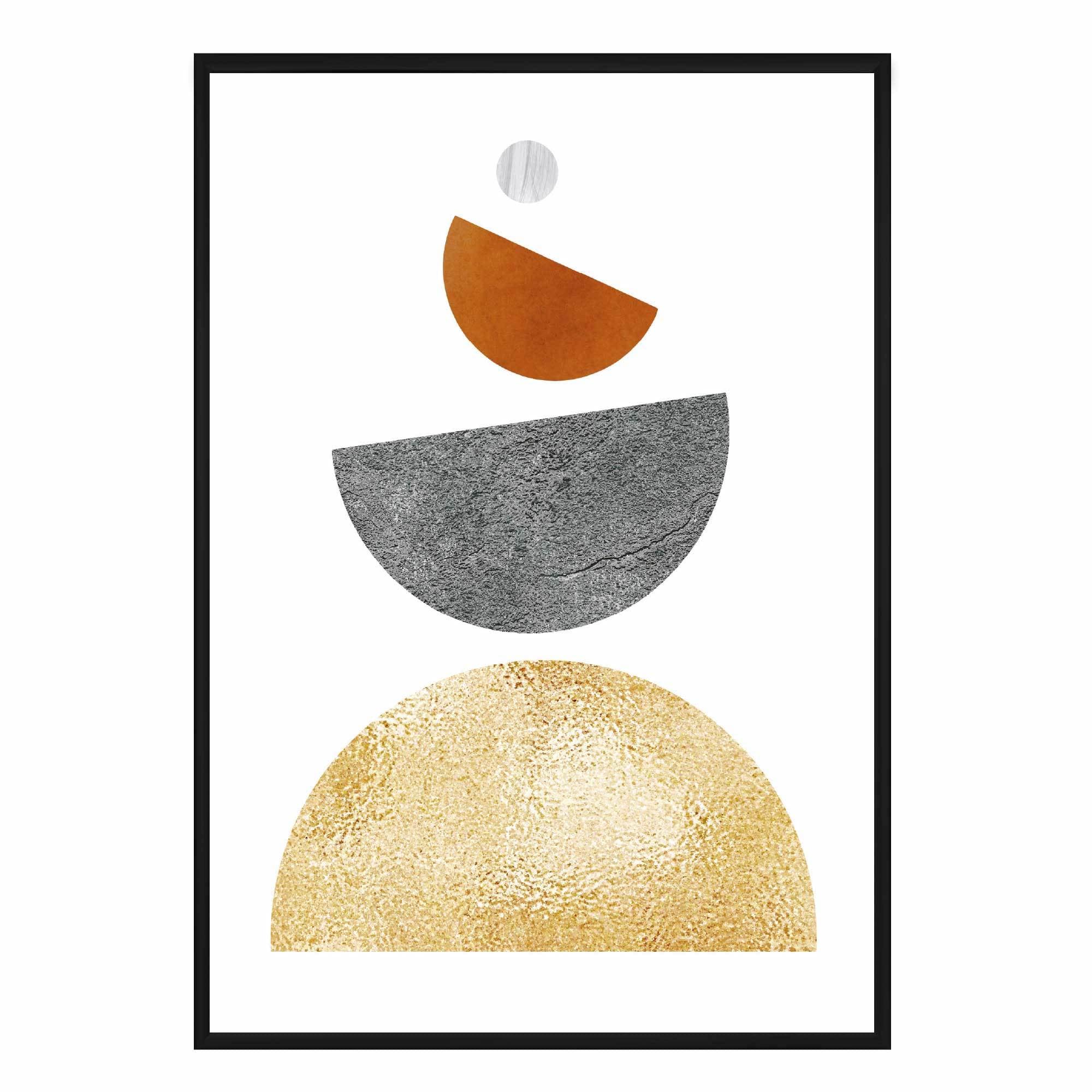 Geometric Abstract Orange and Gold No 3