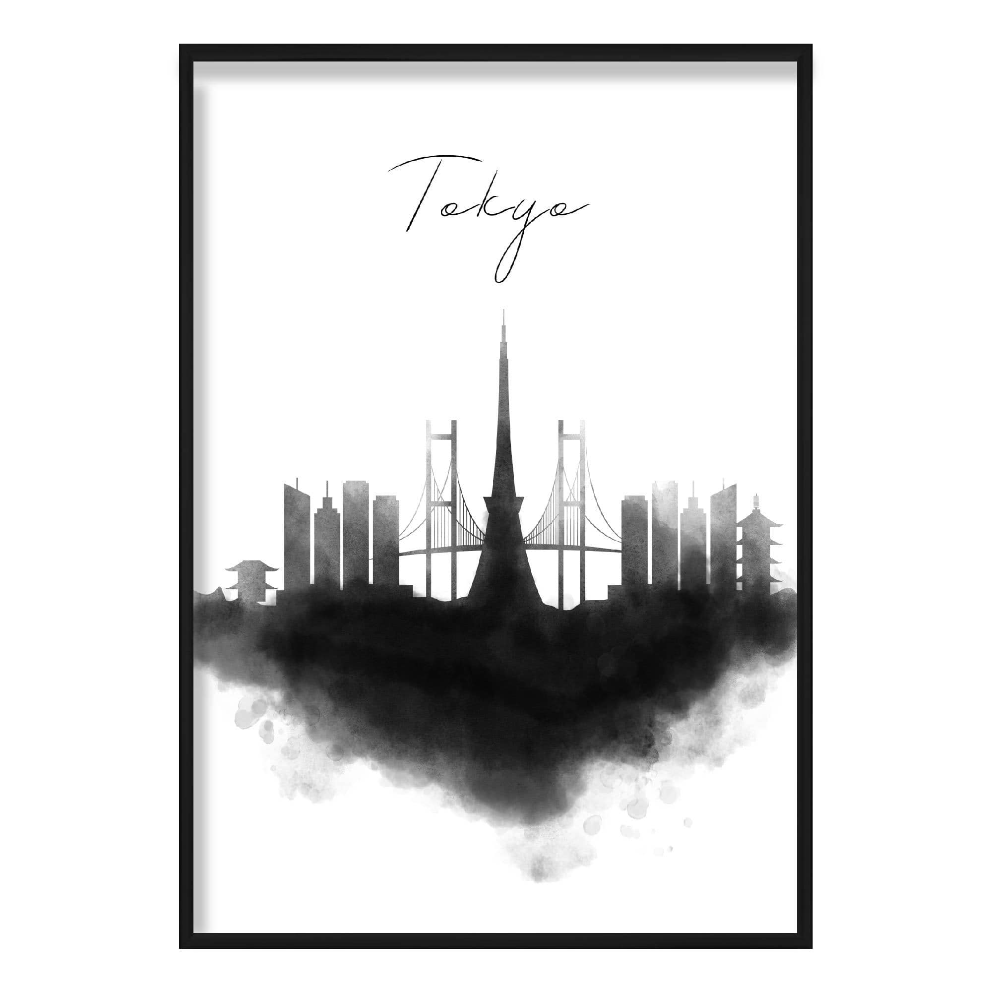 Tokyo Watercolour Skyline Cityscape Print