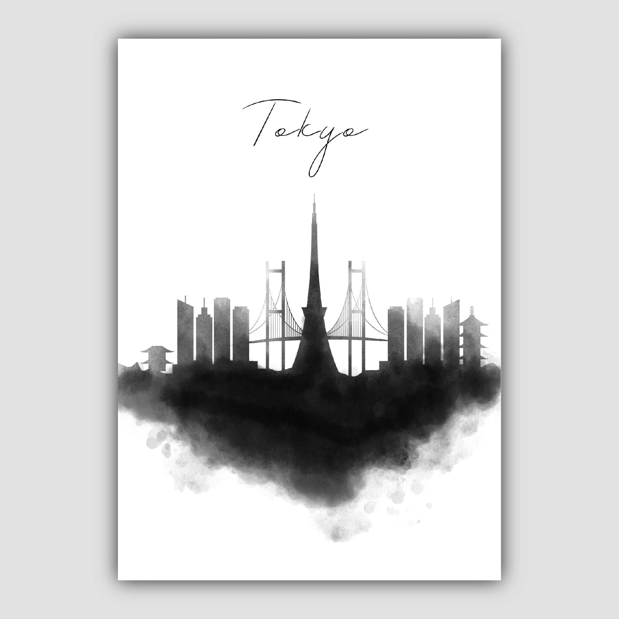 Tokyo Watercolour Skyline Cityscape Print
