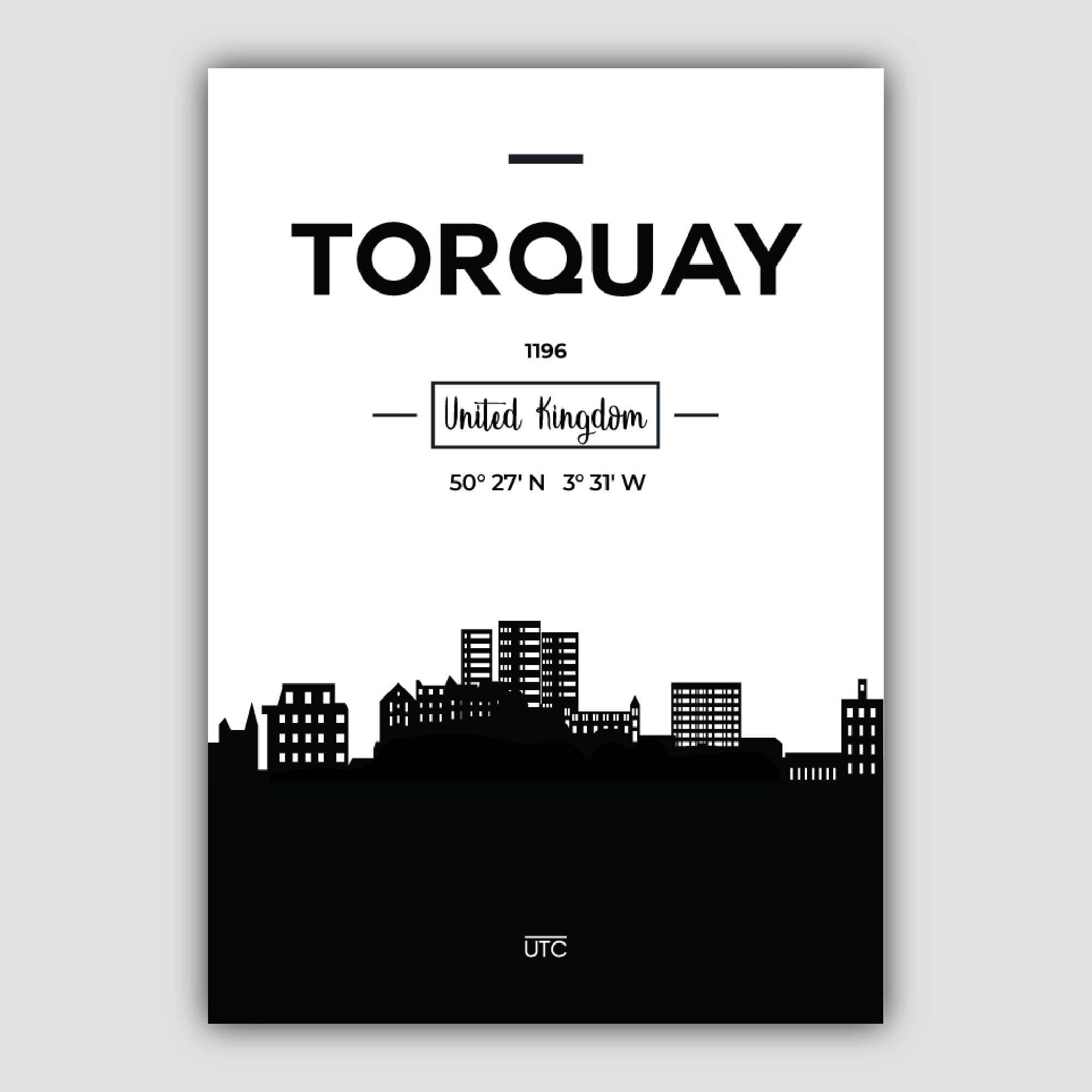 Torquay City Skyline Cityscape Print