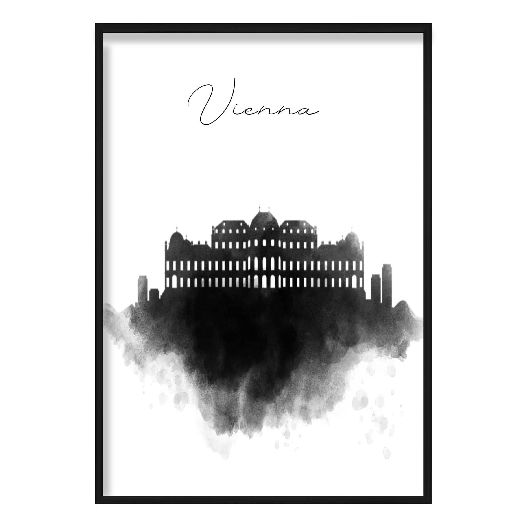 Vienna City Watercolour Skyline Cityscape Print
