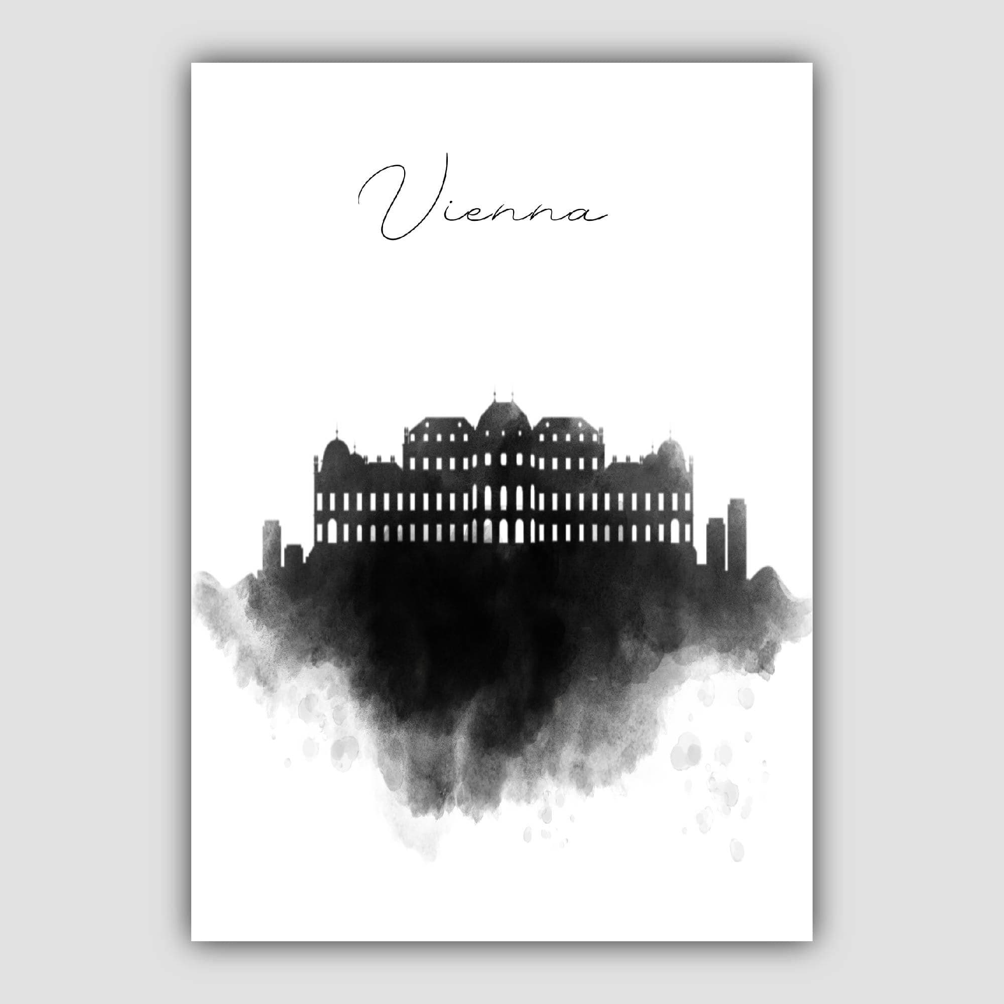 Vienna City Watercolour Skyline Cityscape Print