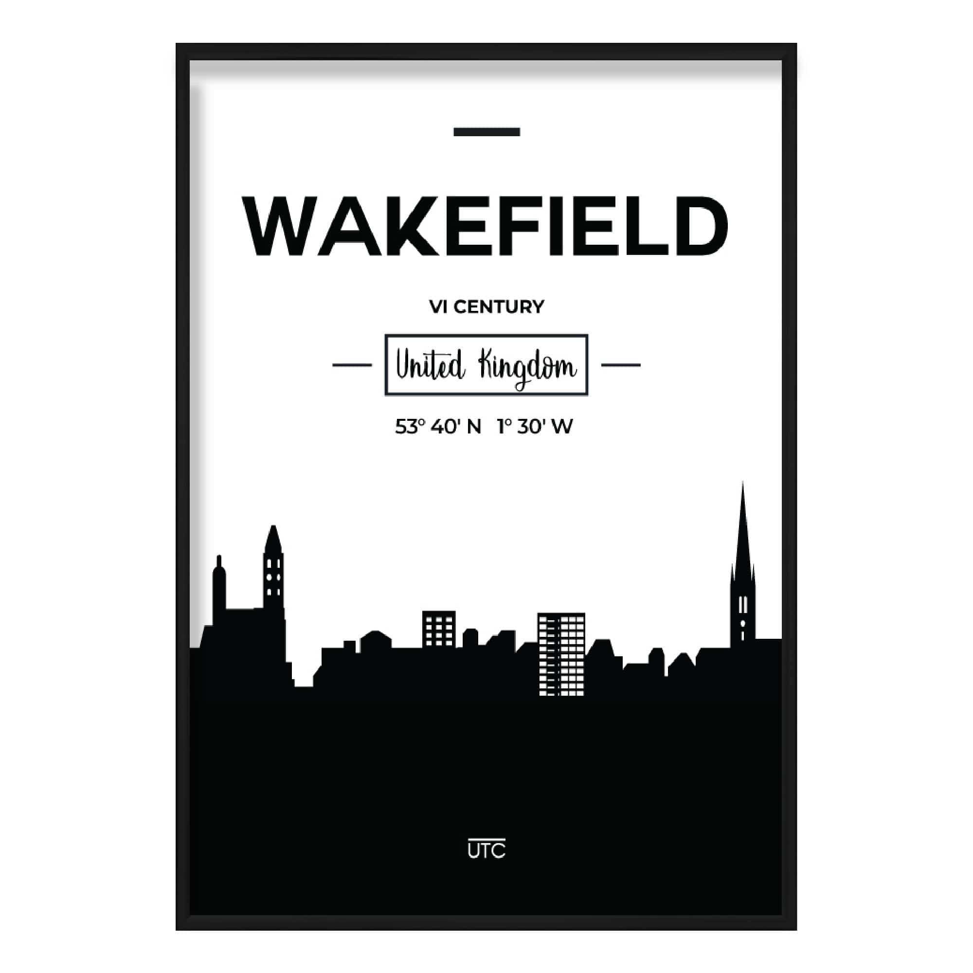 Wakefield City Skyline Cityscape Print