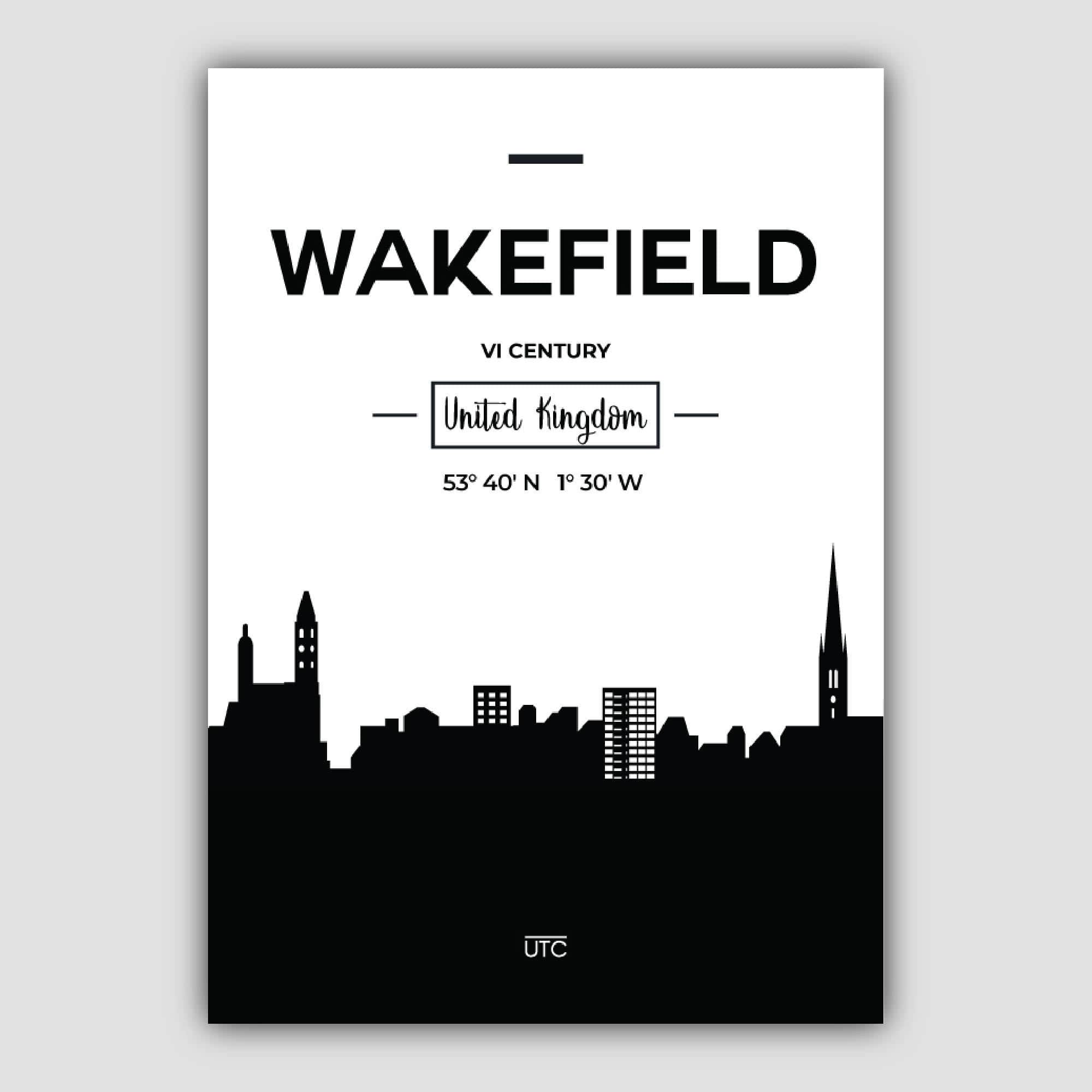Wakefield City Skyline Cityscape Print