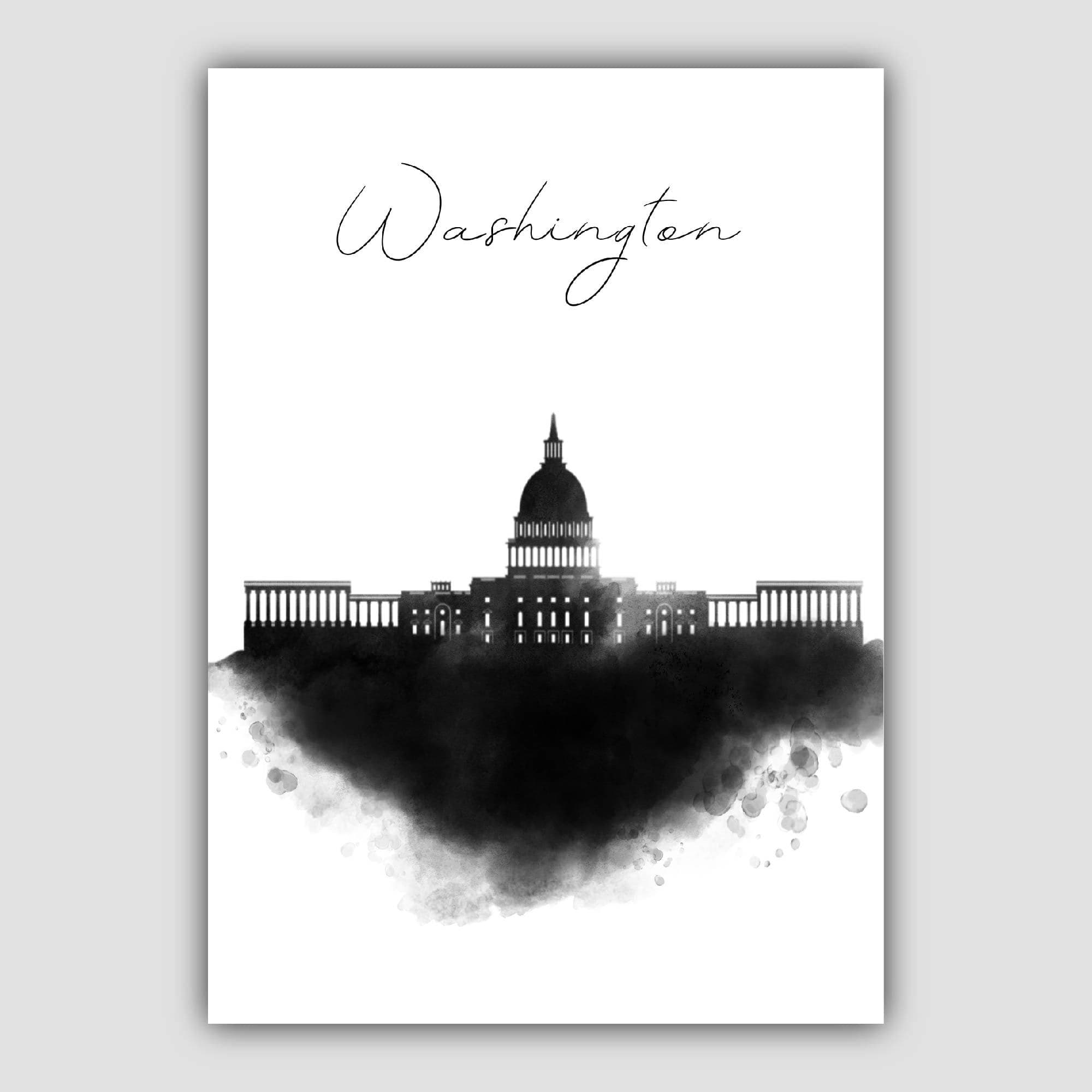 Washington City Watercolour Skyline Cityscape Print