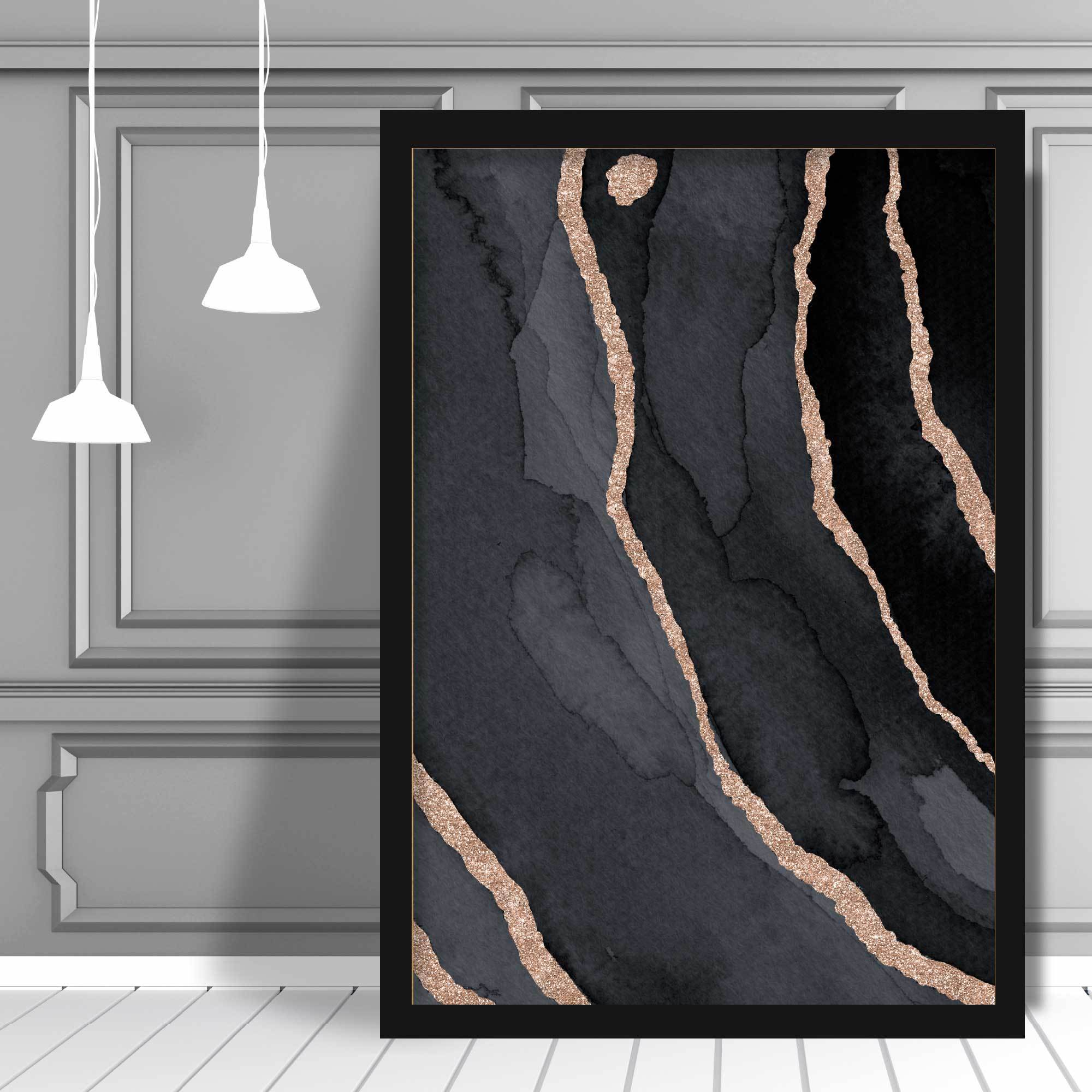 Abstract Black and Gold No 3 Art Print