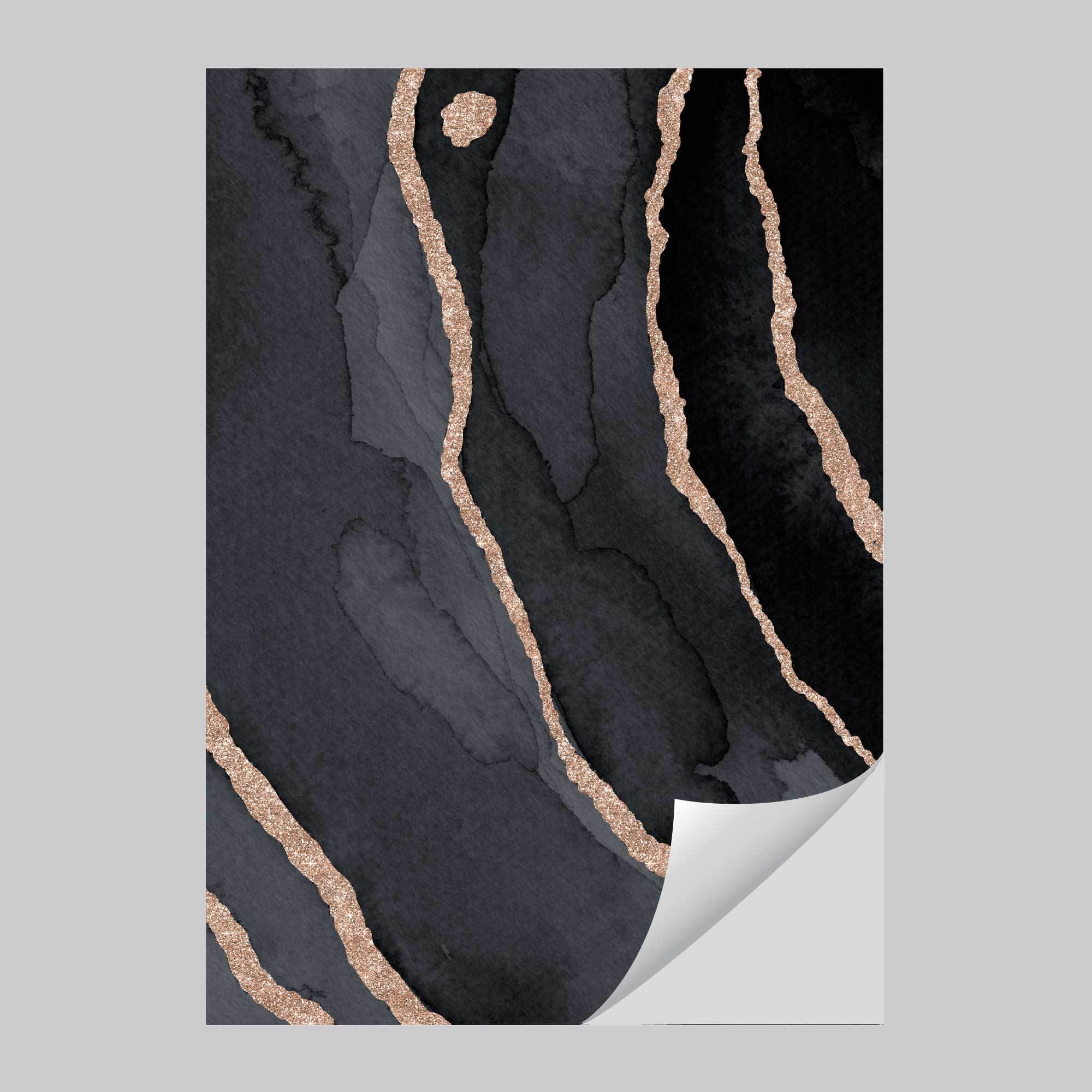 Abstract Black and Gold No 3 Art Print