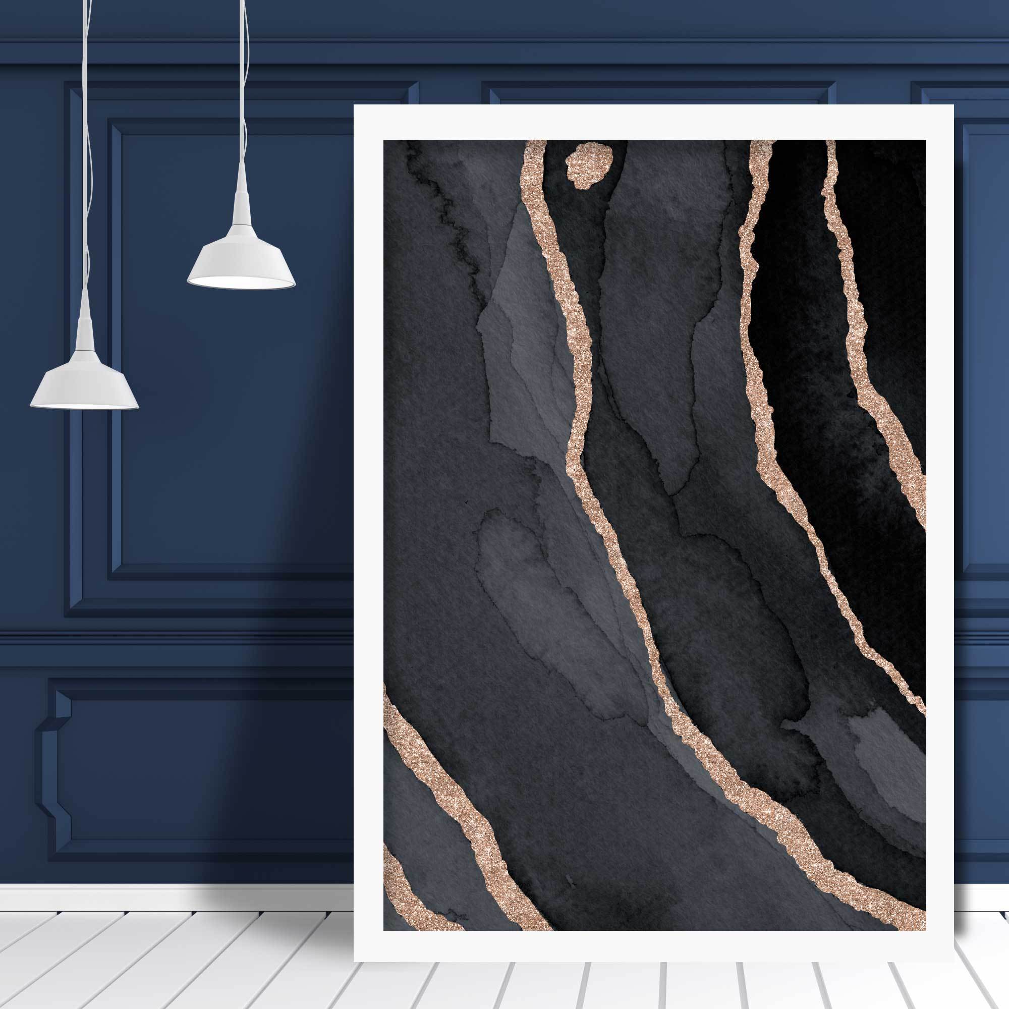Abstract Black and Gold No 3 Art Print