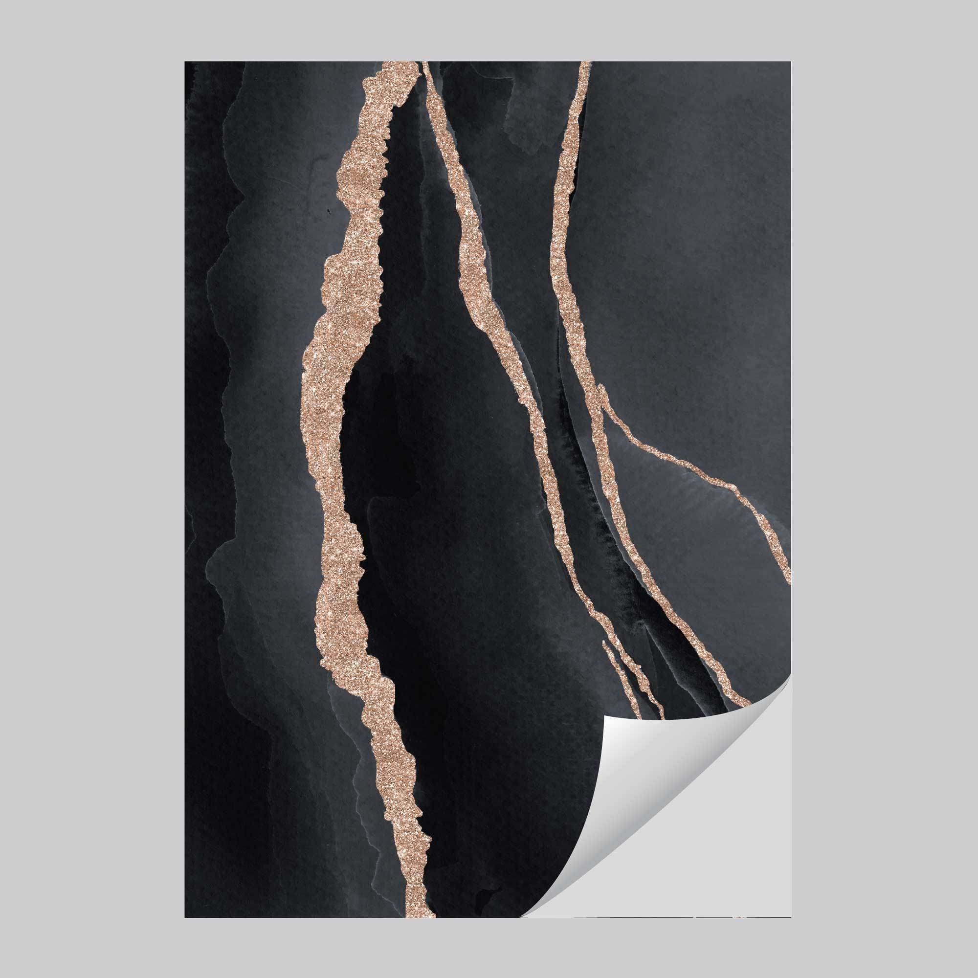 Abstract Black and Gold No 1 Art Print