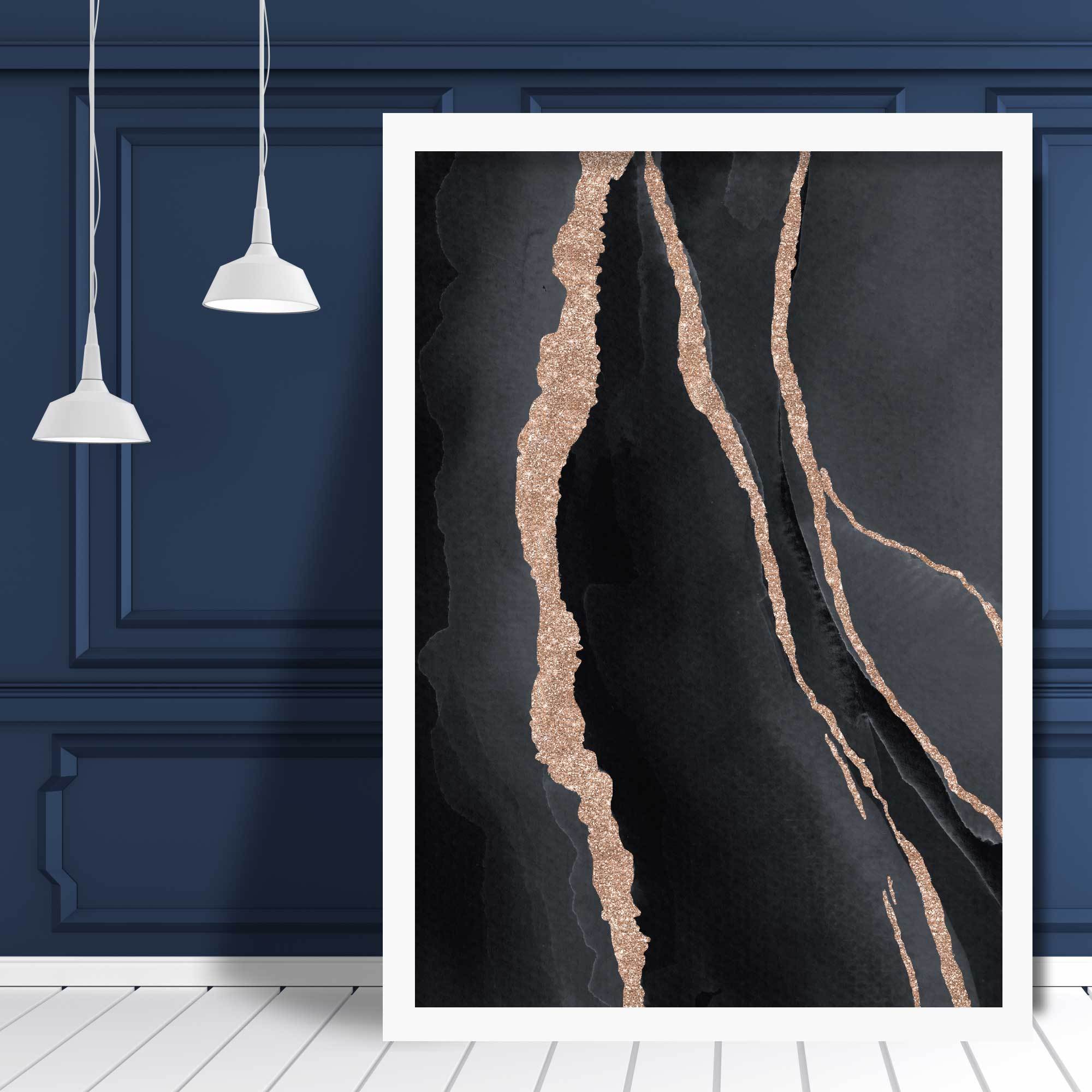 Abstract Black and Gold No 1 Art Print