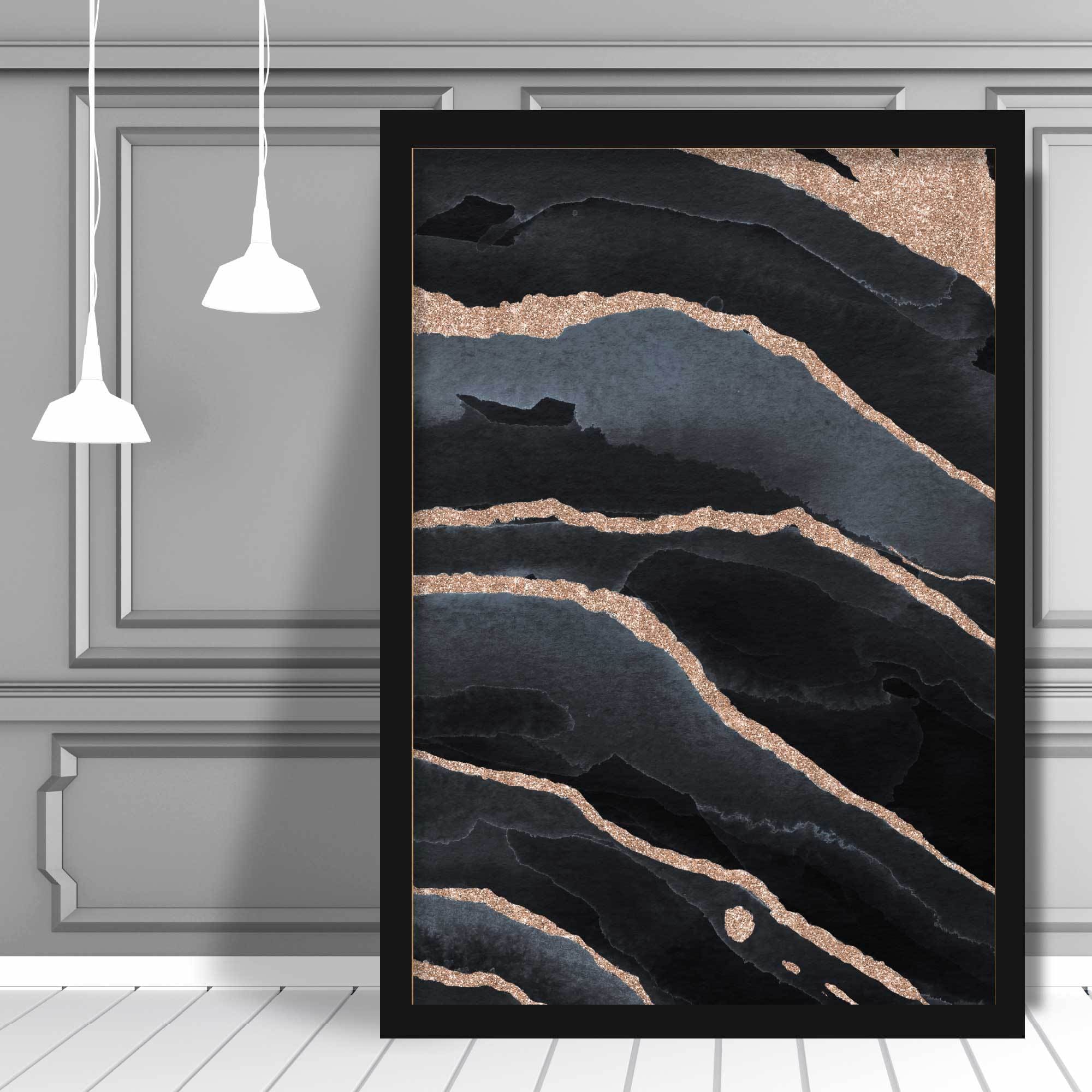 Abstract Black and Gold No 2 Art Print