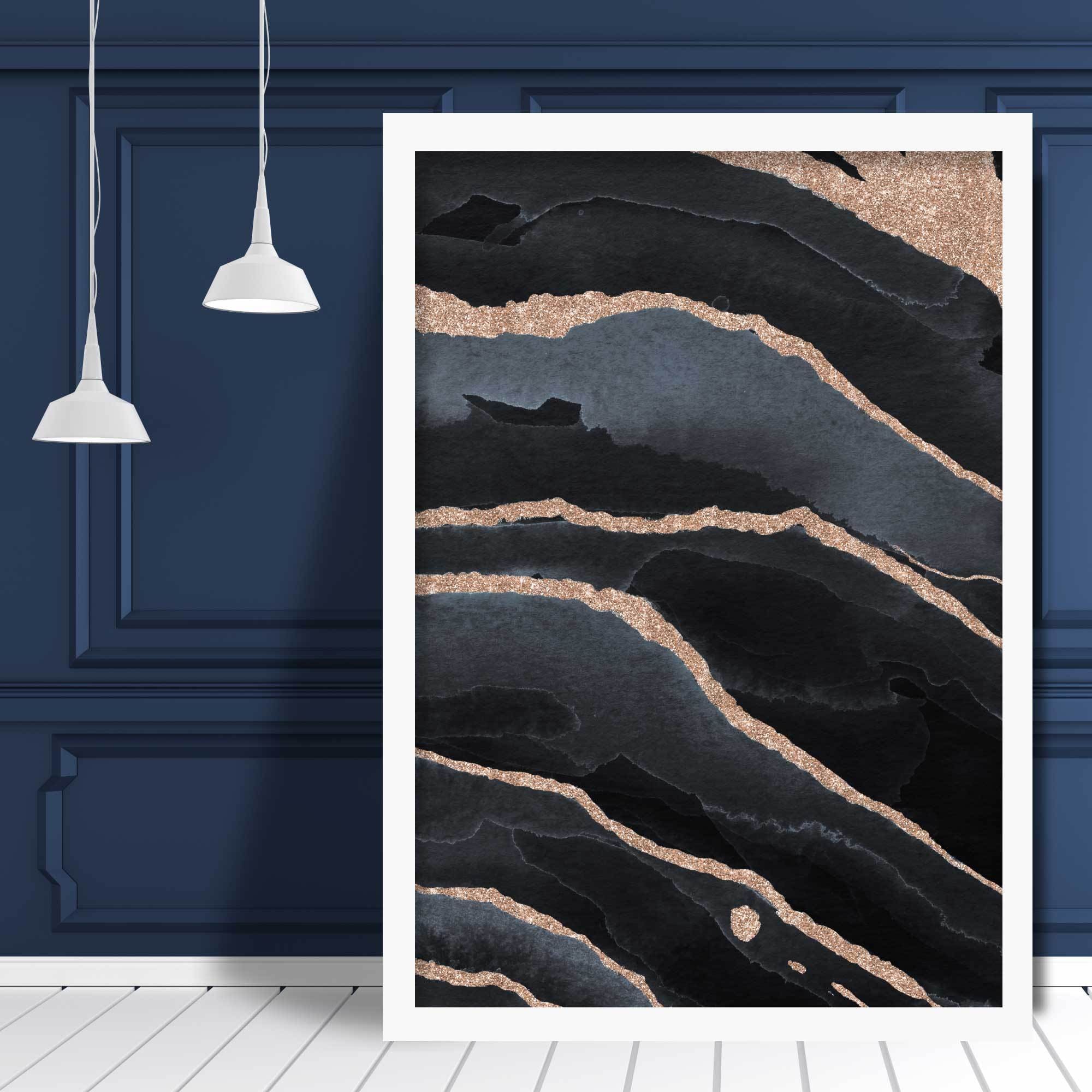 Abstract Black and Gold No 2 Art Print