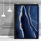 Abstract Navy Blue & Silver Art Print No 1