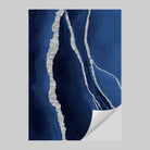 Abstract Navy Blue & Silver Art Print No 1