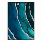 Abstract Teal Blue & Silver No 3 Art Print