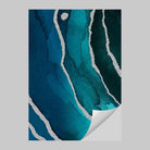 Abstract Teal Blue & Silver No 3 Art Print