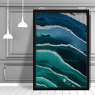 Abstract Teal Blue & Silver No 2 Art Print