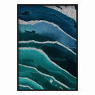 Abstract Teal Blue & Silver No 2 Art Print