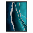 Abstract Teal Blue & Silver No 1 Art Print