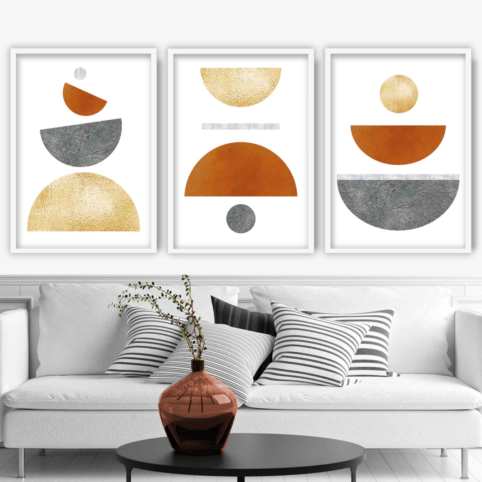 Geometric Abstract Orange and Gold No 3